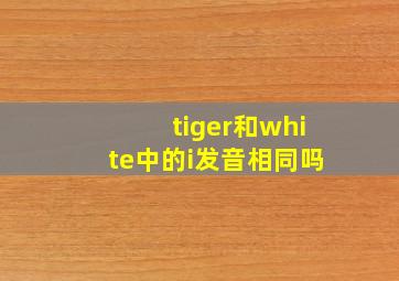 tiger和white中的i发音相同吗