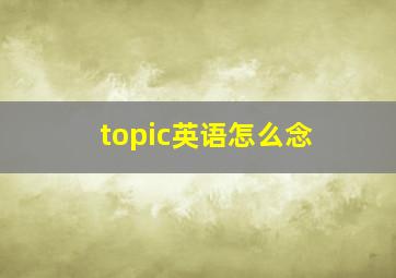 topic英语怎么念