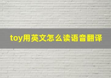 toy用英文怎么读语音翻译