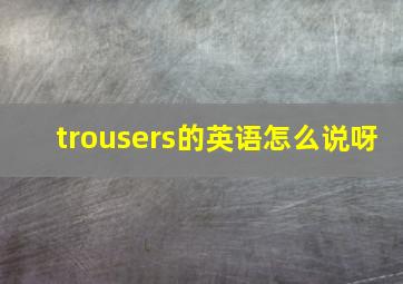 trousers的英语怎么说呀