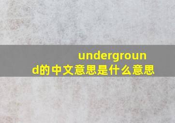 underground的中文意思是什么意思