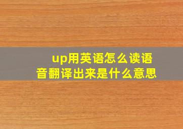 up用英语怎么读语音翻译出来是什么意思