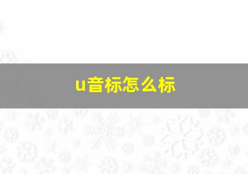 u音标怎么标