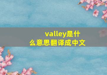 valley是什么意思翻译成中文