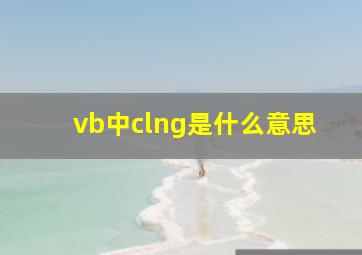 vb中clng是什么意思