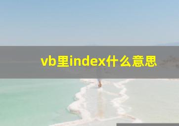 vb里index什么意思