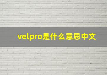 velpro是什么意思中文