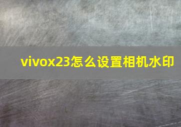 vivox23怎么设置相机水印