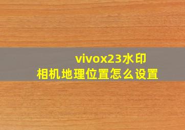 vivox23水印相机地理位置怎么设置