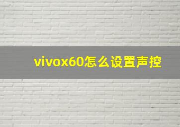 vivox60怎么设置声控