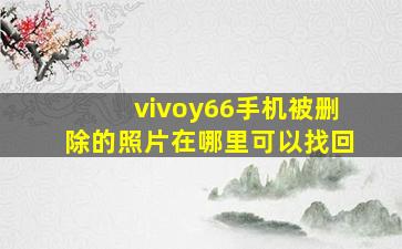 vivoy66手机被删除的照片在哪里可以找回