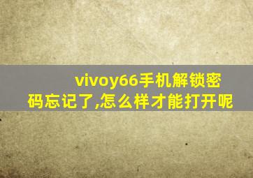 vivoy66手机解锁密码忘记了,怎么样才能打开呢