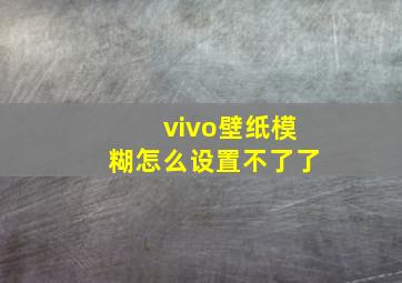 vivo壁纸模糊怎么设置不了了