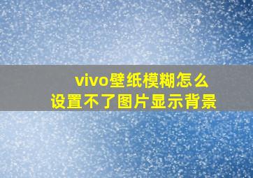 vivo壁纸模糊怎么设置不了图片显示背景