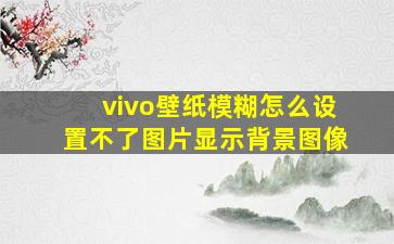 vivo壁纸模糊怎么设置不了图片显示背景图像