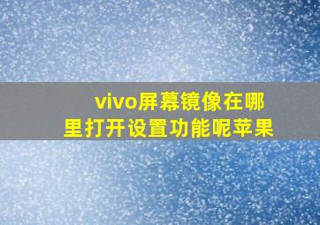 vivo屏幕镜像在哪里打开设置功能呢苹果