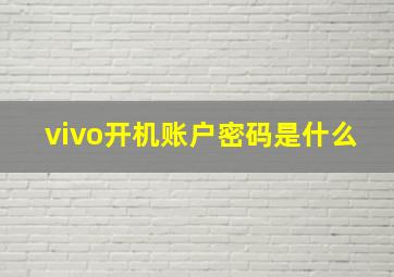 vivo开机账户密码是什么