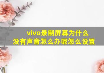 vivo录制屏幕为什么没有声音怎么办呢怎么设置