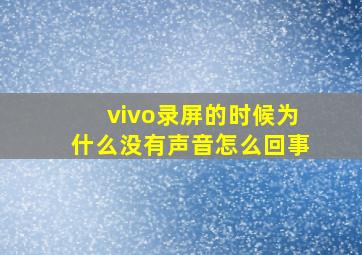 vivo录屏的时候为什么没有声音怎么回事