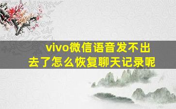 vivo微信语音发不出去了怎么恢复聊天记录呢