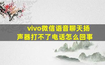 vivo微信语音聊天扬声器打不了电话怎么回事