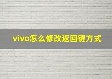 vivo怎么修改返回键方式