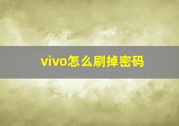 vivo怎么刷掉密码