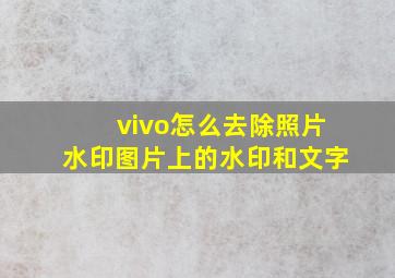 vivo怎么去除照片水印图片上的水印和文字