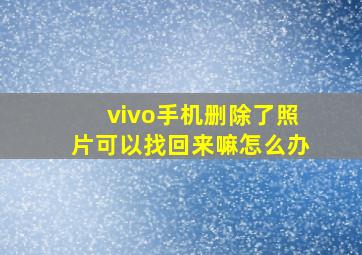 vivo手机删除了照片可以找回来嘛怎么办