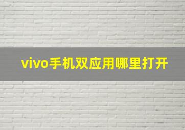 vivo手机双应用哪里打开