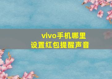 vivo手机哪里设置红包提醒声音