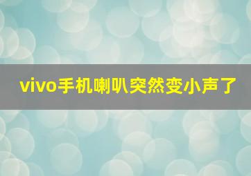 vivo手机喇叭突然变小声了