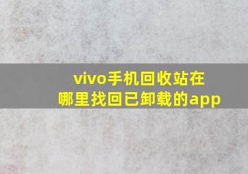 vivo手机回收站在哪里找回已卸载的app