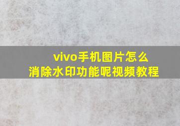 vivo手机图片怎么消除水印功能呢视频教程