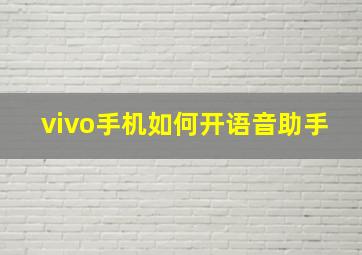 vivo手机如何开语音助手