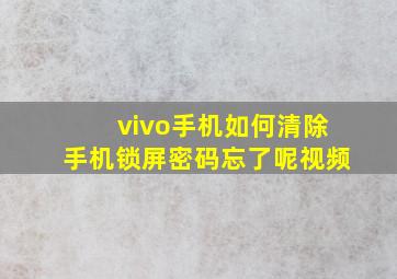 vivo手机如何清除手机锁屏密码忘了呢视频