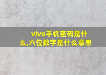 vivo手机密码是什么,六位数字是什么意思