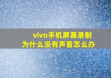 vivo手机屏幕录制为什么没有声音怎么办