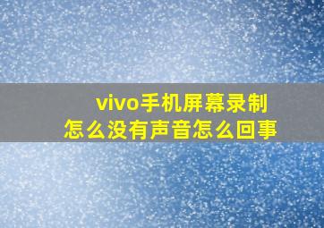 vivo手机屏幕录制怎么没有声音怎么回事