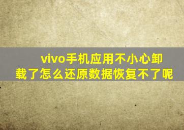 vivo手机应用不小心卸载了怎么还原数据恢复不了呢