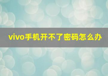 vivo手机开不了密码怎么办