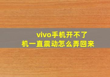 vivo手机开不了机一直震动怎么弄回来