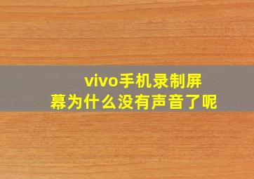 vivo手机录制屏幕为什么没有声音了呢