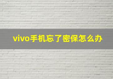 vivo手机忘了密保怎么办