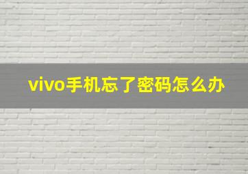 vivo手机忘了密码怎么办