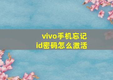 vivo手机忘记id密码怎么激活