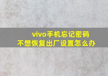 vivo手机忘记密码不想恢复出厂设置怎么办