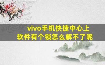 vivo手机快捷中心上软件有个锁怎么解不了呢