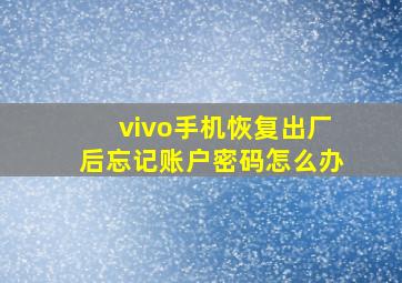 vivo手机恢复出厂后忘记账户密码怎么办