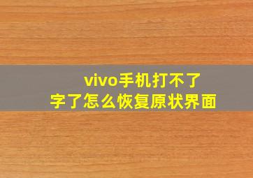 vivo手机打不了字了怎么恢复原状界面